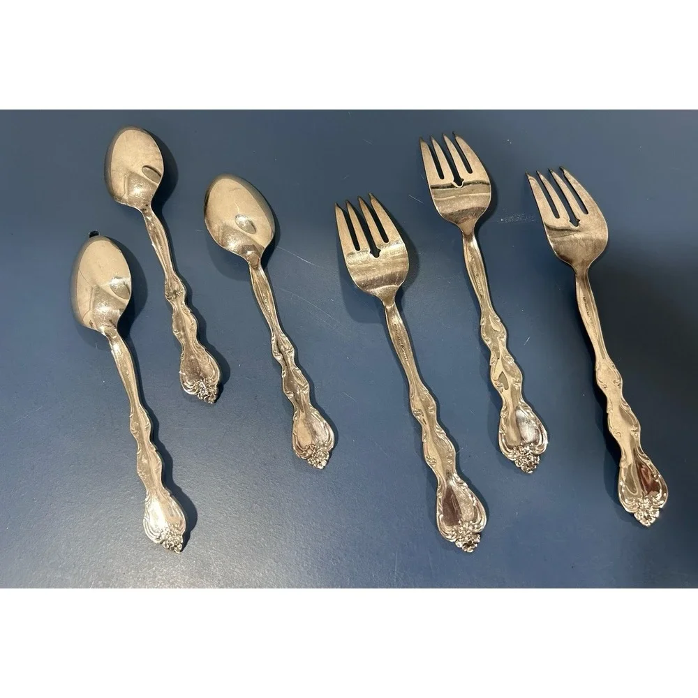 International Silverplate Interlude Pattern Vtg‎ 1971 Spoons & Salad Forks 6 pcs
